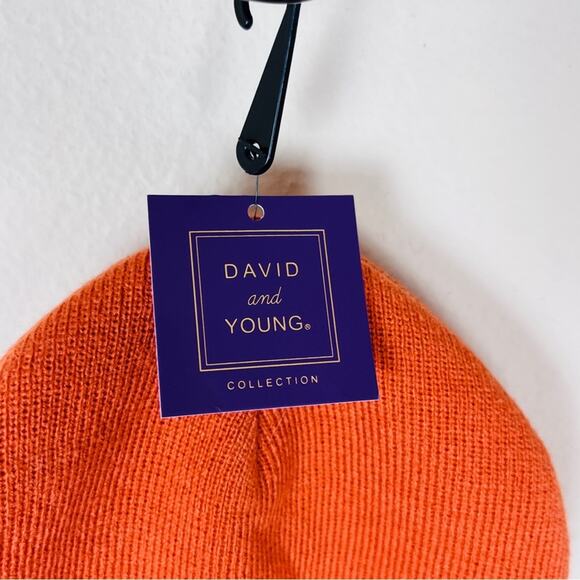 DAVID & YOUNG Orange Knit Halloween SPOOKY Beanie Hat Unisex Comfy Fall NWT - Picture 4 of 6